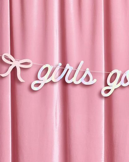 xo, Fetti Girls Gone Mild Banner - Iridescent Foil | 6 Ft. | Bow Bachelorette Decorations, Birthday Party Sign, Coquette Graduation Background, Bach Supplies