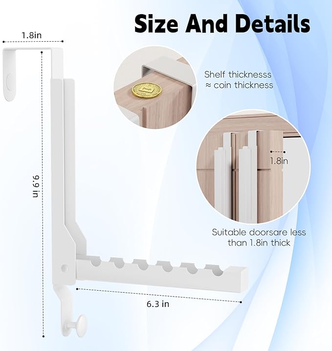 2 Pack Over The Door Hanger Folding Clothes Drying Rack, Folding Hanging Coat Rack for Indoor Laundry Room Compact Small Space Foldable Portable Clothing Hanger Hook Collapsible (Wihte-2(Upgraded))