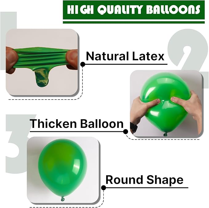 PartyWoo Green Balloons 50pcs 5 Inch Green Latex Helium Balloons for Birthday Baby Shower Graduation Engagement Wedding Dinosaur Jungle Golf Football Baseball Theme Party Decorations Green-Y24