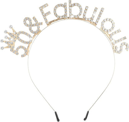 Sibba 50th Birthday Decorations for Women, Crown Headband 50th Birthday Decorations Queen Crown Gifts Birth day Accessories Party Decoration, Gold