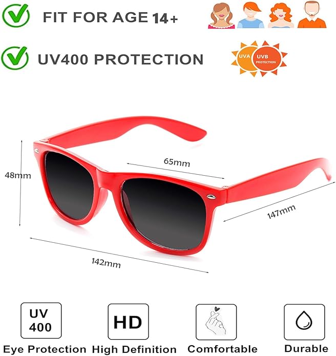 Eyegla 8/12/18 Pack Neon Sunglasses Bulk Colorful Multipack Party Sunglasses Retro Glasses Party Favor for Adult Men Women