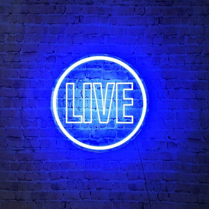 NOXTROND Live Neon Lights Sign, USB Powered Live On Air Led Light, Dimmable Wall Décor Round Live Streaming Neon Night Light LED Sign for Streamer, Gamer, Game Room, Studio Decor (Blue)