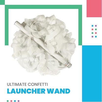 Ultimate Confetti Wand 14 inch Confetti Launcher Wand, White Streamers, 8 Pack - Great for Parties, Weddings and Events Tissue, Metallic and Biodegradable Options