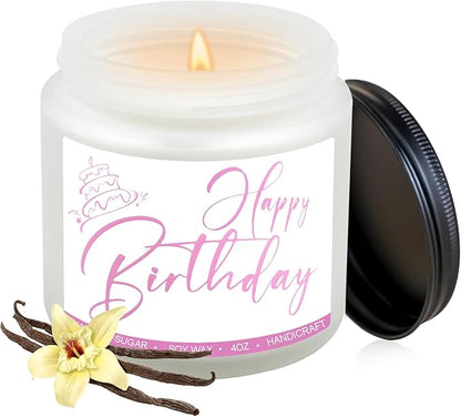 Birthday Candles Gifts for Women, Birthday Gifts for Best Friend Gift Ideas, 4 oz Happy Birthday Candle with Vanilla Birthday Cake Scent 4OZ