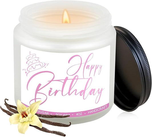Birthday Candles Gifts for Women, Birthday Gifts for Best Friend Gift Ideas, 4 oz Happy Birthday Candle with Vanilla Birthday Cake Scent 4OZ