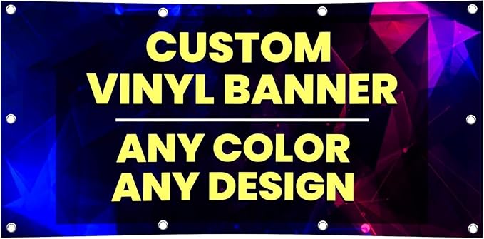 Personalized Custom Vinyl Banner Printing Indoor or Outdoor use Printed Business Event Birthday Party Large Custom Vinyl Banner for Party Decoration (1' X 1')