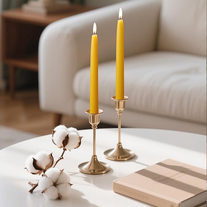 16 Packs Beeswax Taper Candles 9 Inch, All Natural Beeswax Candle Sticks - 10 Hour Burn Time - Smokeless & Dripless Taper Candles for Table Decor, Unscented Bee Wax Tapered Candle