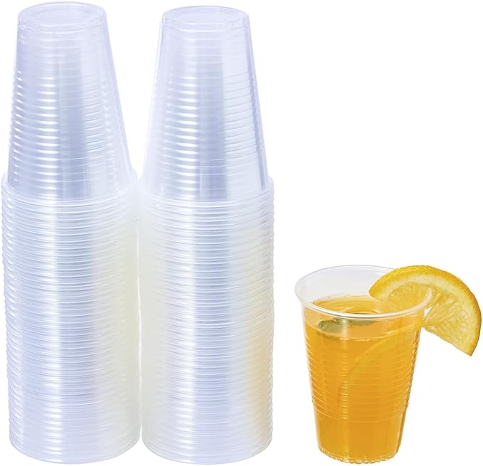 500 Count 9 oz Crystal Clear Disposable Plastic Cups Bulk PP Cups for Parties, Water, Wine, Cold Drinking (Formerly FULING)