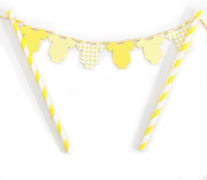 Yellow Baby Shower Cake Topper - Yellow Bodysuit Gingham Cake Topper,Gender Reveal Decor,Baby Shower Cake Decorations,Gingham Onesie Party Decorations (yellow)
