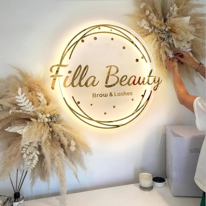 Custom Neon Sign, Personalized Business Logo LED Sign, Backlit Acrylic Neon Light Up Sign for Storefront, Salon, Nail Studio, Hair Studio, Beauty Shop, Office, Bar, Restaurant Wall Decor
