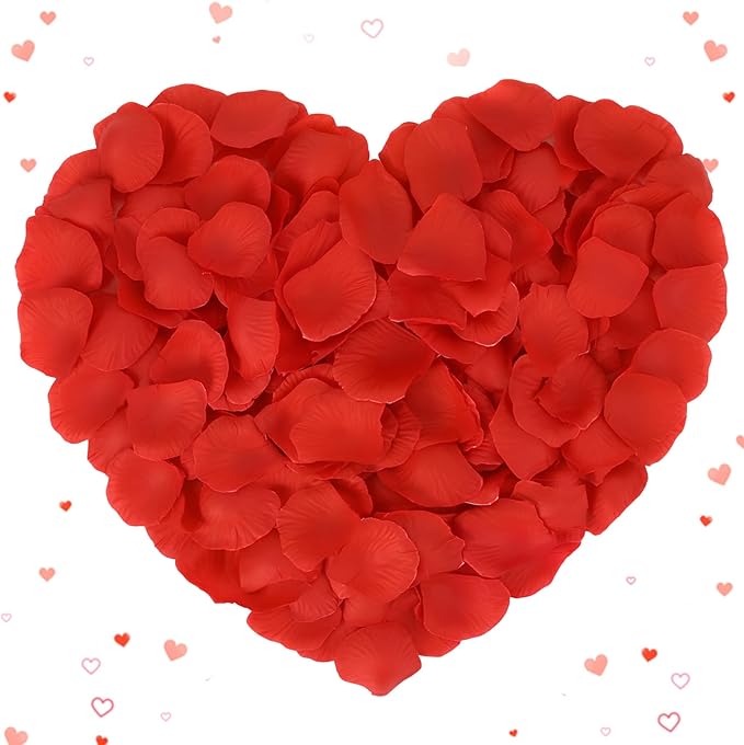 Rose Petals 2000 pcs Artificial Silk Red Rose Petals Flower Petals Fake Faux Roses Petal for Romantic Night Roses Petal Decorations for Wedding Proposal Anniversary Valentine's Day Flower Decorations