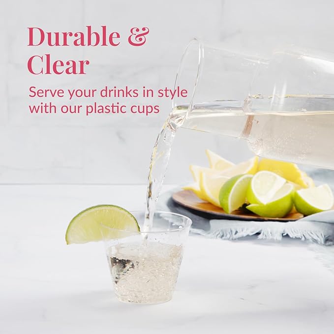 Prestee Pack of 400 Small Clear Plastic Cups - 5oz Disposable Cocktail Glasses - Stackable Plastic Party Tumblers for Serving Wine, Champagne, Punch, Soda, or Snacks