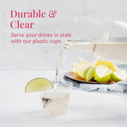 Prestee Pack of 400 Small Clear Plastic Cups - 5oz Disposable Cocktail Glasses - Stackable Plastic Party Tumblers for Serving Wine, Champagne, Punch, Soda, or Snacks