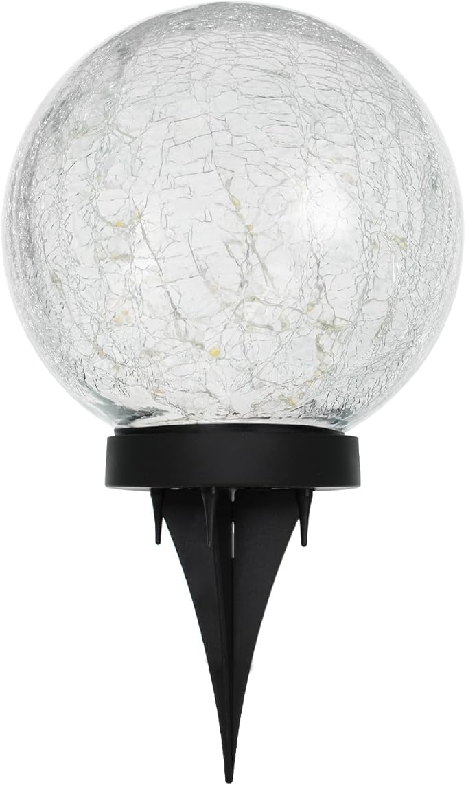 HOTEAGLE Solar Globe Lights Outdoor Waterproof-Large 2-Pack Solar Balls Garden-Cracked Glass Ball Solar Lights Outdoor-Solar Orbs Outside Decor Garden Patio & Lawn Backyard Decor