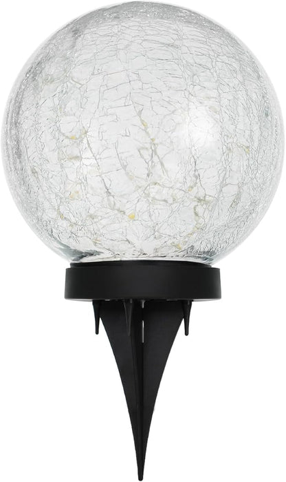 HOTEAGLE Solar Globe Lights Outdoor Waterproof-Large 2-Pack Solar Balls Garden-Cracked Glass Ball Solar Lights Outdoor-Solar Orbs Outside Decor Garden Patio & Lawn Backyard Decor
