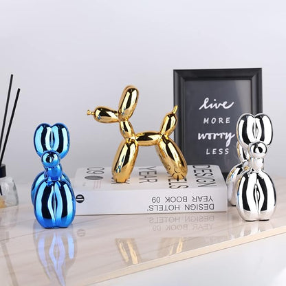 Silver Balloon Dog - Animal & Modern Sculpture Decor for Bedroom, Office & Preppy Room