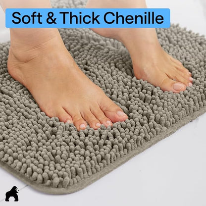 GORILLA GRIP Bathroom Rug Sets, Soft Chenille 2 Piece Area Rugs Set, Toilet Base Mat and 30x20 Carpet, Absorbent Microfiber Washable Mats Dry Quickly, Home Décor and Bath Room Accessories, Latte