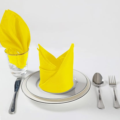 Cloth Napkins 20x20 inch Washable Polyester Dinner Napkins Soft Table Napkins for Wedding Party Dining Banquet(Yellow,12PCS)