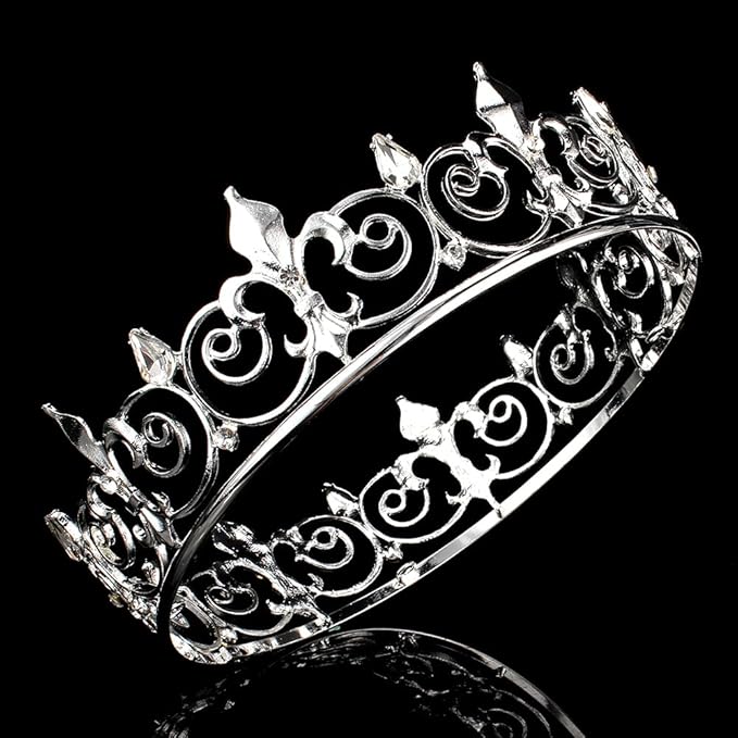 AOPRIE King & Queen Artemis Tiara and Crown for Women Men Crystal Hair Accessories for Wedding Prom Bridal Birthday Party Halloween Costume Christmas Gifts Silver Princess Tiara for Girls Boys