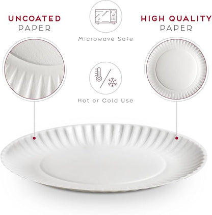 9-Inch Disposable Paper Plates - 1000 Count - Bulk Pack of Uncoated Paper Plates for Everyday Use - Dinnerware for Meals, Parties And Picnics