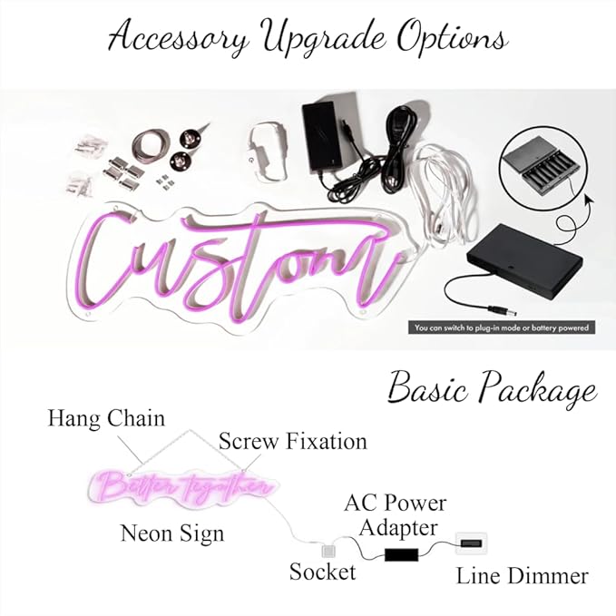 Custom Led Neon Signs - Neon Sign Customizable for Wall Decor | Personalized Neon Sign for Wedding, Led Neon Lights Light Up Sign for Family Bar Birthday Party Gift Business Shop Name Logo