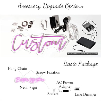 Custom Led Neon Signs - Neon Sign Customizable for Wall Decor | Personalized Neon Sign for Wedding, Led Neon Lights Light Up Sign for Family Bar Birthday Party Gift Business Shop Name Logo