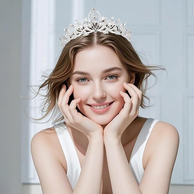 Kamirola Crystal Crowns and Tiaras Headband for Girl or Women Birthday Party Wedding Prom Bridal Christmas Valentine Mother's DayTR20 (Silver)