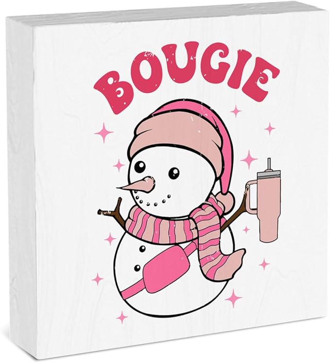 Pink Christmas Decorations for Home Christmas Snowman Decor for Room Snowman Decor for Office Table Merry Xmas Decorations 5 x 5 Inches