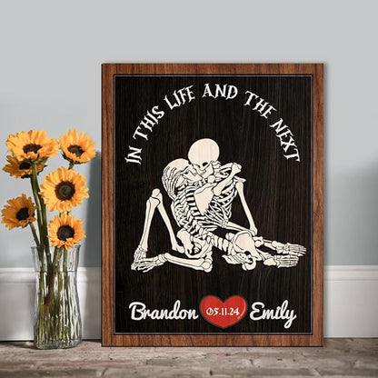 Personalized Couple Skeleton Wooden Sign, Couple Skeleton Sign, Gothic Engagement or Wedding Gift, Ghost Couple Sign, Halloween Skeletons Frame Sign, Wood Sign Valentine Gifts for Him Her a13