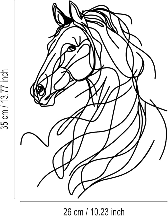 LIYOUYA Line Horse Metal Wall Decor - Rustic Farmhouse Room Decor Black Simple Horse Wall Art Home Decor for Living Room, Bedroom, Dining Room, Farmhouse (Black)