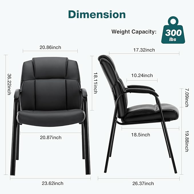 OLIXIS Waiting Room Reception Chairs Set of 8, Leather Office Desk Guest Stationary Side Chair with Padded Arms for Home Conference Lobby Area Meeting Church Medical Clinic Elderly Student