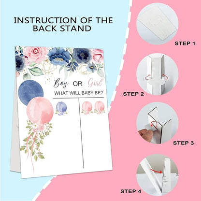 Gender Reveal Party Games, Rose Theme Baby Gender Reveal Voting Board Sign, 48 Boy Girl Voting Stickers, He or She, Baby Gender Reveal Party Decorations Games for Boy or Girl Shower