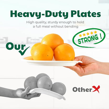 100% Compostable Paper Plates, 10 Inch, 125 Count, Biodegradable Bagasse Plates, Heavy Duty Disposable Plates Bulk for Party | Microwave-Safe | Soak-Resistant, Cut Resistant