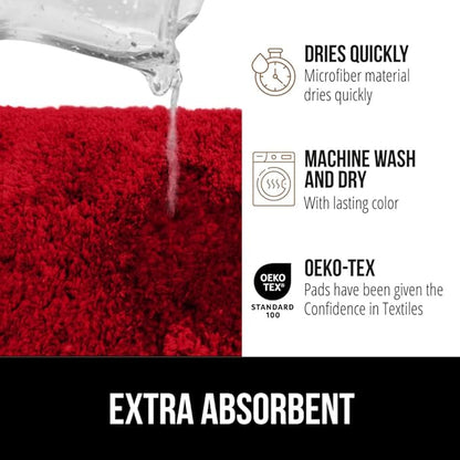 GORILLA GRIP Bathroom Rugs, 36x24, Ultra Soft Absorbent Mat, Thick Plush Bath Rug, Machine Washable, Microfiber Quick Dry, Mats for Shower, Bathtub and Floor, Home Decor Accessories, Red