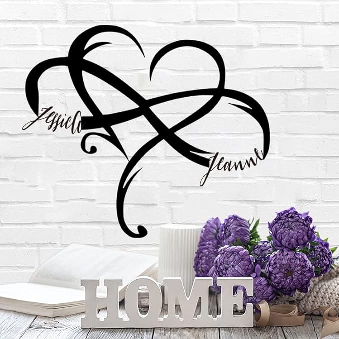 Metal Decorative Signage, Personalized Infinite Heart, 12/18/24 inches, Ideal for Home Decoration and Special Occasion Gift-Giving