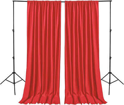 Hiasan Red Backdrop Curtains for Parties, Polyester Photography Backdrop Drapes for Family Gatherings, Wedding Decorations, 5ftx8ft, Set of 2 Panels