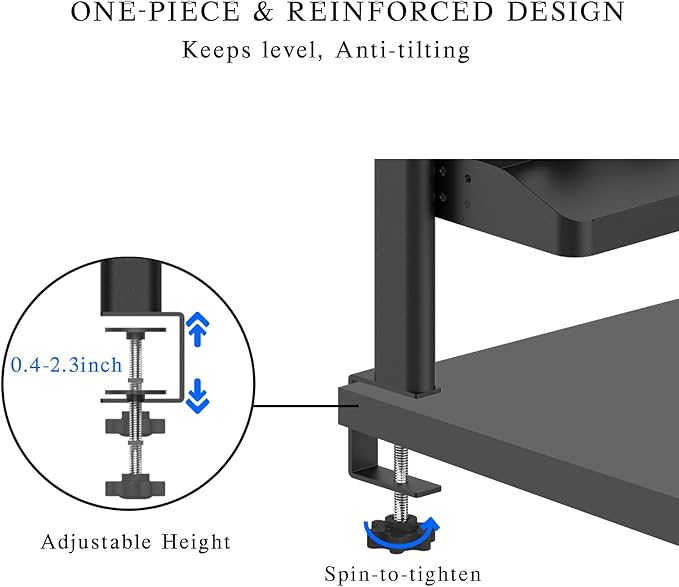 Clamp on Desk Shelf, 2-Tier Office Desk Shelves Organizer, 17in Small Shelf for Top of Desk with Headphone Holder and Hooks, Desktop Storage Rack for Home Workspace, Study Rooms, Gaming Accessories