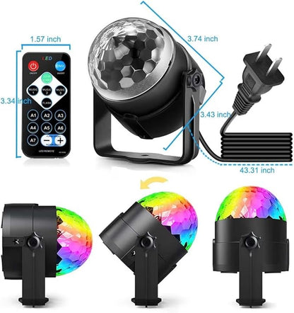 LED Party Light, Sound Activated with Remote Control, 7 Color Modes, 3.27-inch