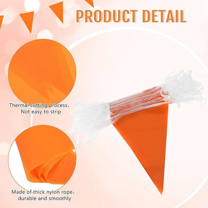 100 Feet Pennant Banners Flags 75 Solid String Triangle Flags for Grand Opening, Carnival Theme Birthday Party Decoration Outdoor Events Classroom Decoration(Orange)