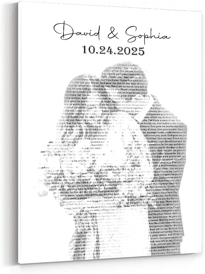 GABITA Personalized Wall Art for Couples, Anniversary Canvas for Couple Parent Grandparent, Our First Dance Canvas Poster, Vinyl Record Wedding Song Lyrics for Anniversary Keepsake 5