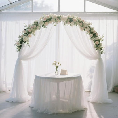 Wedding Arch Draping Fabric 29" x 18 FT White Sheer Chiffon Outdoor Curtain Drapes for Wedding Birthday Party Ceremony Decor(2 Panels, White)