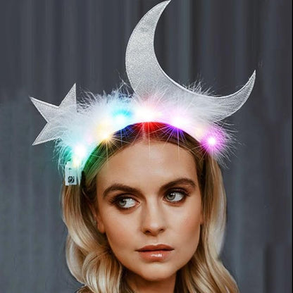 GORTIN Light up Star Moon Headbands LED Headpiece Costume Hair Accessories for Women