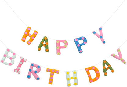 Felt Happy Birthday Garland Rainbow Banner Reusable Happy Birthday Sign Party Supply for Party Decor(Colorful Color,Spot)