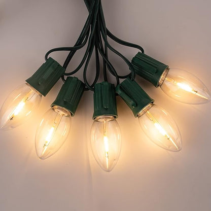 Brightown 25 Pack C9 LED Christmas Light Bulbs, Warm White Plastic C9 Shatterproof LED Bulbs Replacement for Christmas String Lights, E17 Intermediate Base,Commercial Dimmable Holiday Lights