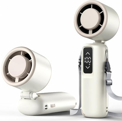 Portable Handheld Turbo Fan, 1-100 Gear Wind, Battery Operated, Up to 23 Working Hours, 3 IN 1 Personal Fan with Air Turbo Tech, Cooling Essentials for Indoor/Outdoor(White)