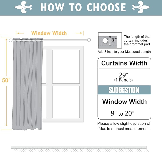 ChrisDowa Small Window Curtains 50 inches Long for Bedroom - Grommet Short Thermal Insulated Room Darkening Curtains for Kitchen (1 Panel, Beige, 29 x 50 Inch)