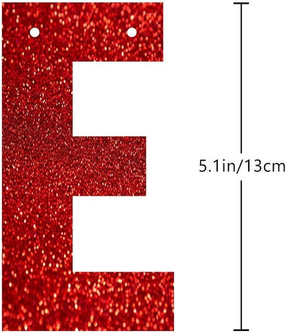 Red 16 Year Loved Banner, Red Glitter Happy 16th Birthday Party Decorations, Supplies