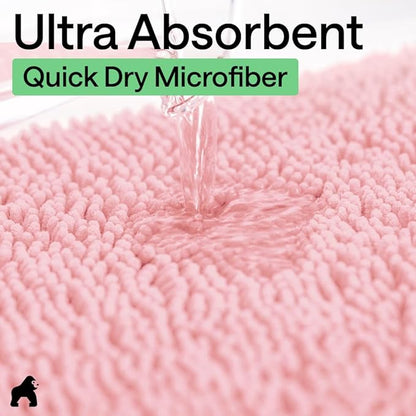 GORILLA GRIP Bathroom Rug Sets, Soft Chenille 2 Piece Area Rugs Set, Toilet Base Mat and 30x20 Carpet, Absorbent Microfiber Washable Mats Dry Quickly, Home Décor and Bath Room Accessories, Lt Pink