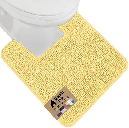GORILLA GRIP Bath Rug Mat, Thick Soft Absorbent Chenille, Rubber Backing Quick Dry Microfiber Mats, Machine Washable Rugs for Shower Floor, Bathroom Runner Bathmat Accessories Décor, Contour, Yellow