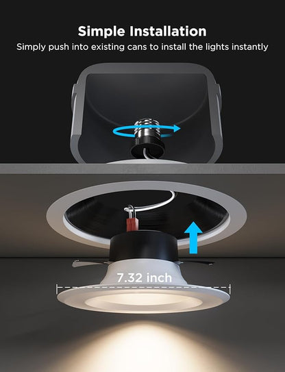 Govee Smart Retrofit Recessed Lighting 6 Inch, Wi-Fi Bluetooth Direct Connect RGBWW Retrofit Can Lights, 65 Scene Modes, Works with Alexa & Google Assistant, 1000 Lumens, 6 Pack